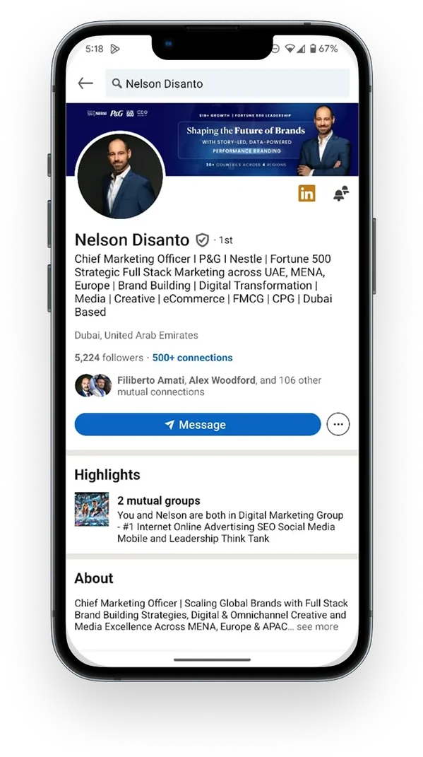 LinkedIn post written by Naeem Sagheer shown on mobile